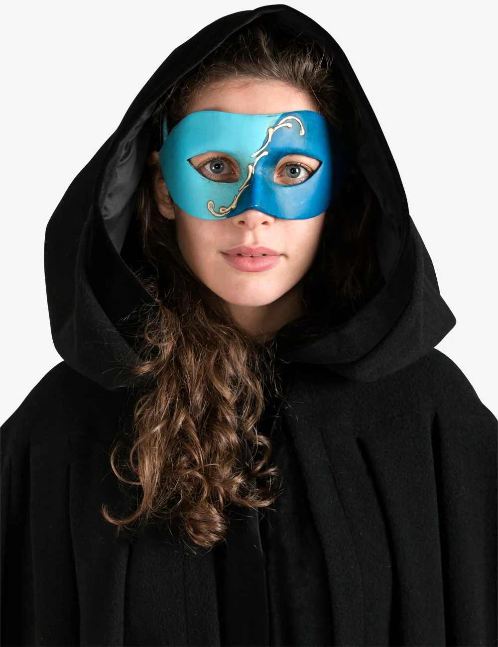 Unisex Mantello Nero In Pura Lana Con Cappuccio - Image 4