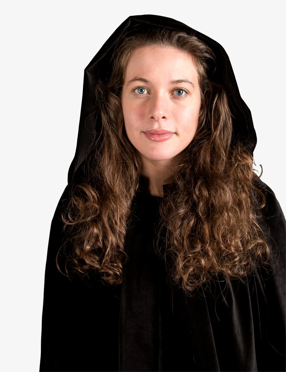 Unisex Mantello Nero In Velluto Con Uscita Mani - Image 5